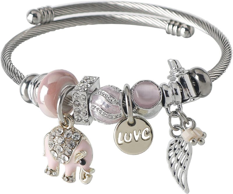 DS Charm Bracelets for girls,exquisite cute cartoon friendship bracelets Silver Stainless Steel Bangle with birthday Gift box, Adjustable girls jewelry Suitable for holiday gifts - Image 1